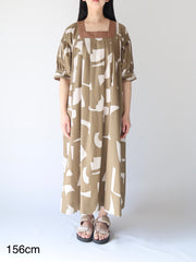 Square neck print one-piece/K231-67075