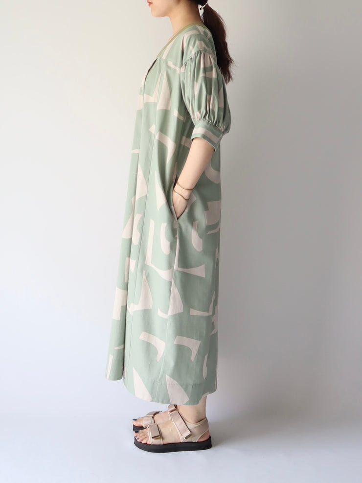 Square neck print one-piece/K231-67075